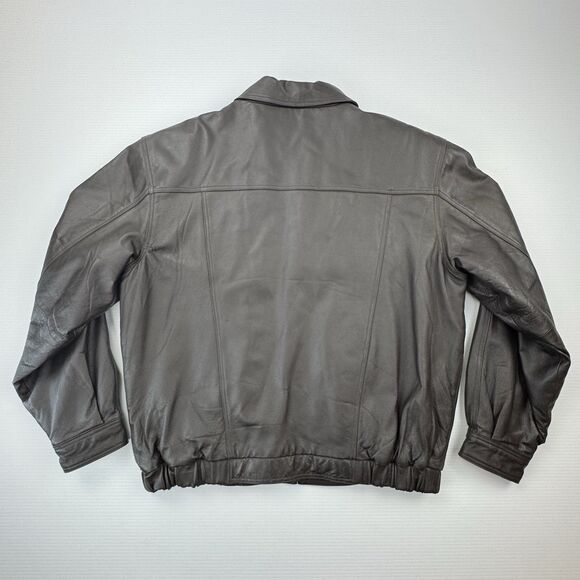 Vintage Y2K Susquehanna Trail Outfitters Leather Bomber Jacket Men’s L Black - Picture 7 of 12